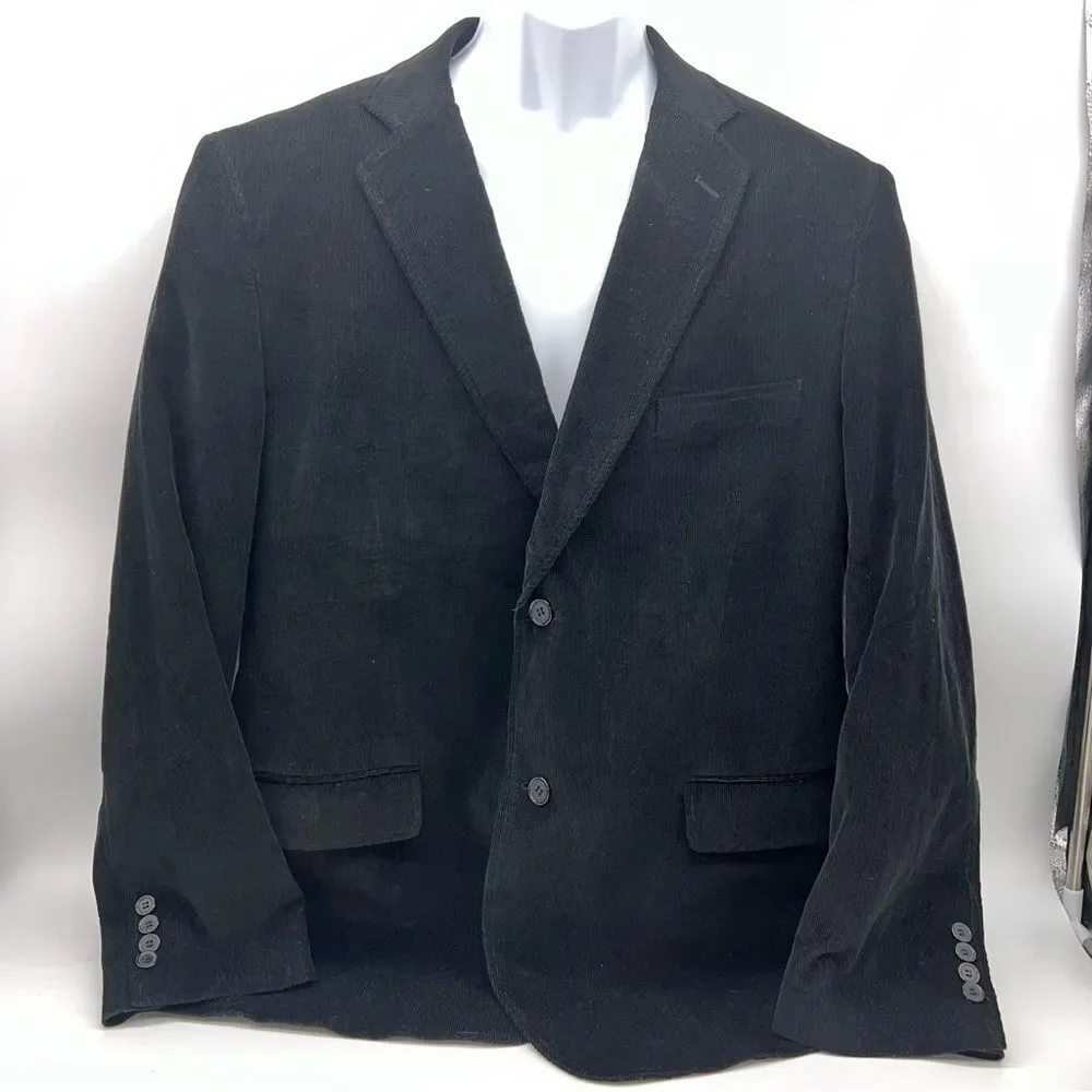 Rare Vintage Etienne Aigner Men's 100% Cotton Black Corduroy Blazer-Size L